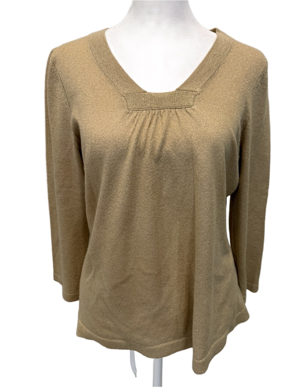 Gold Metallic Lightweight Sweater Top. Small